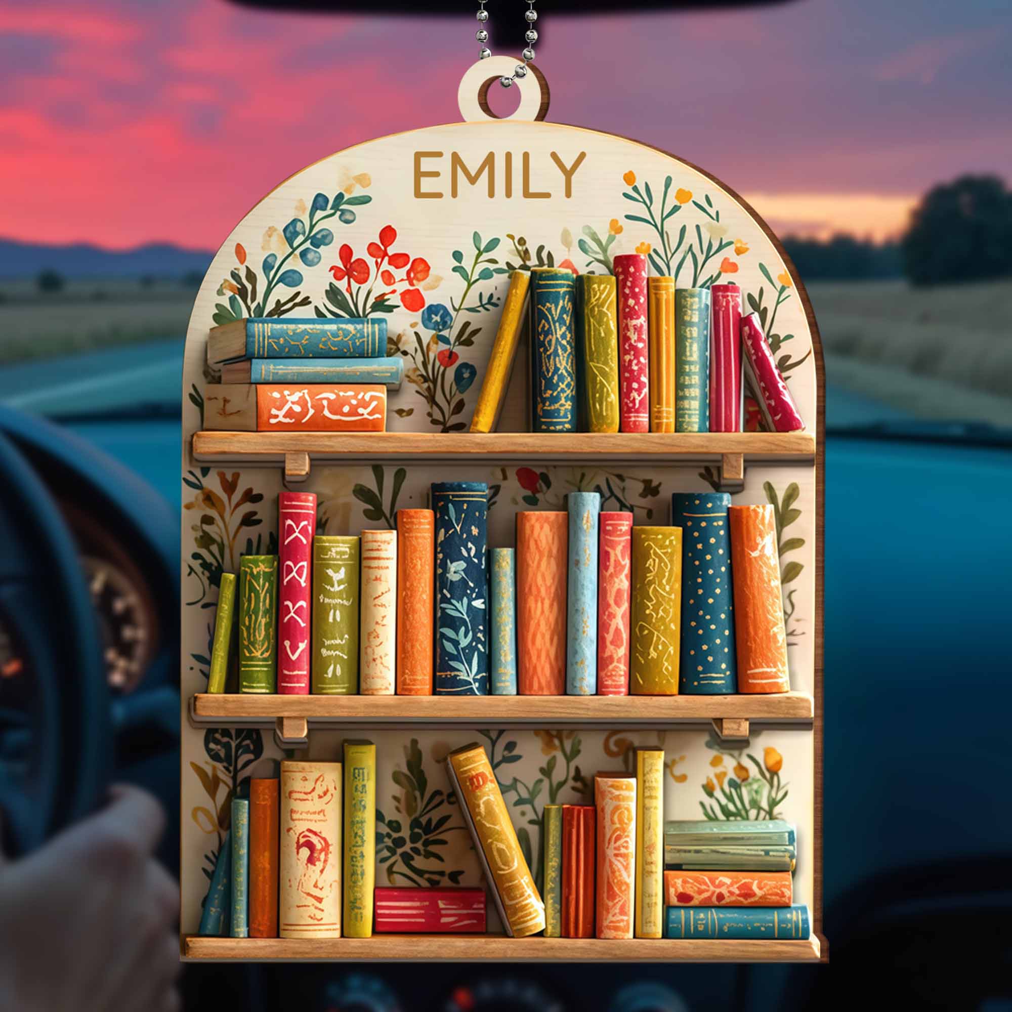 Let books accompany your life - Personalized Custom Wood Ornament, Car Hanging Ornament