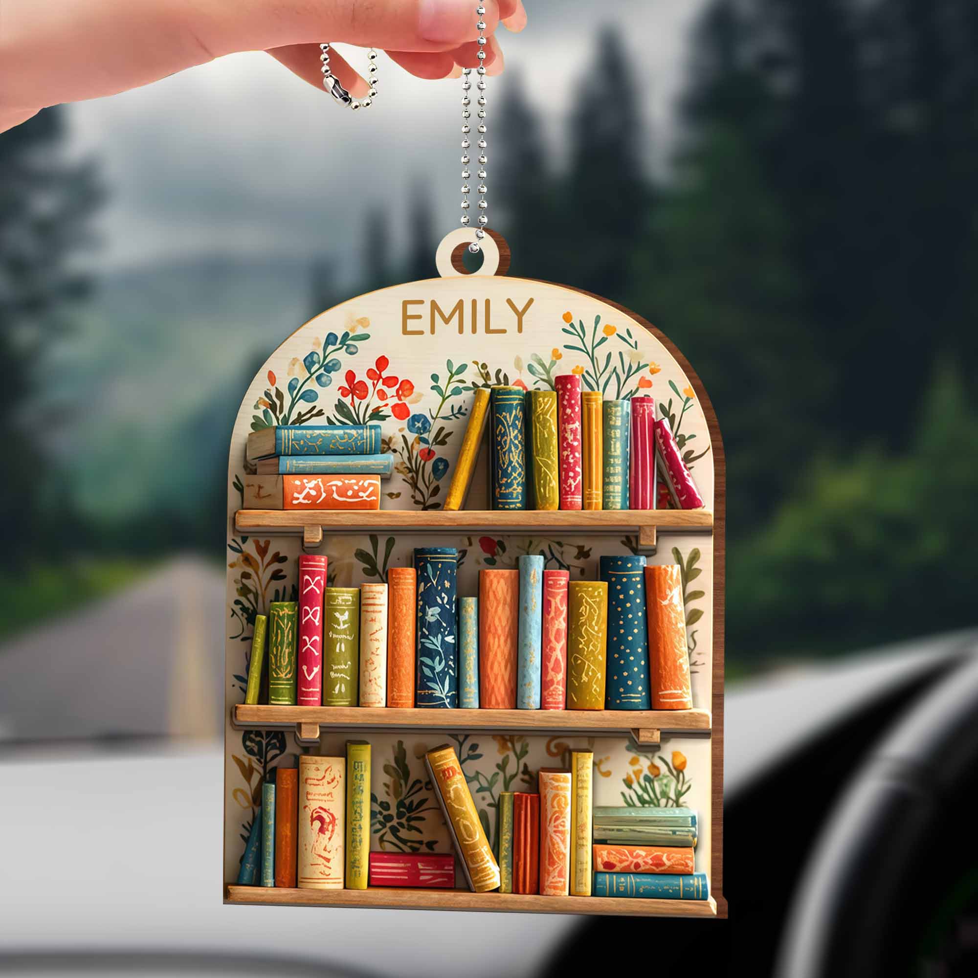 Let books accompany your life - Personalized Custom Wood Ornament, Car Hanging Ornament