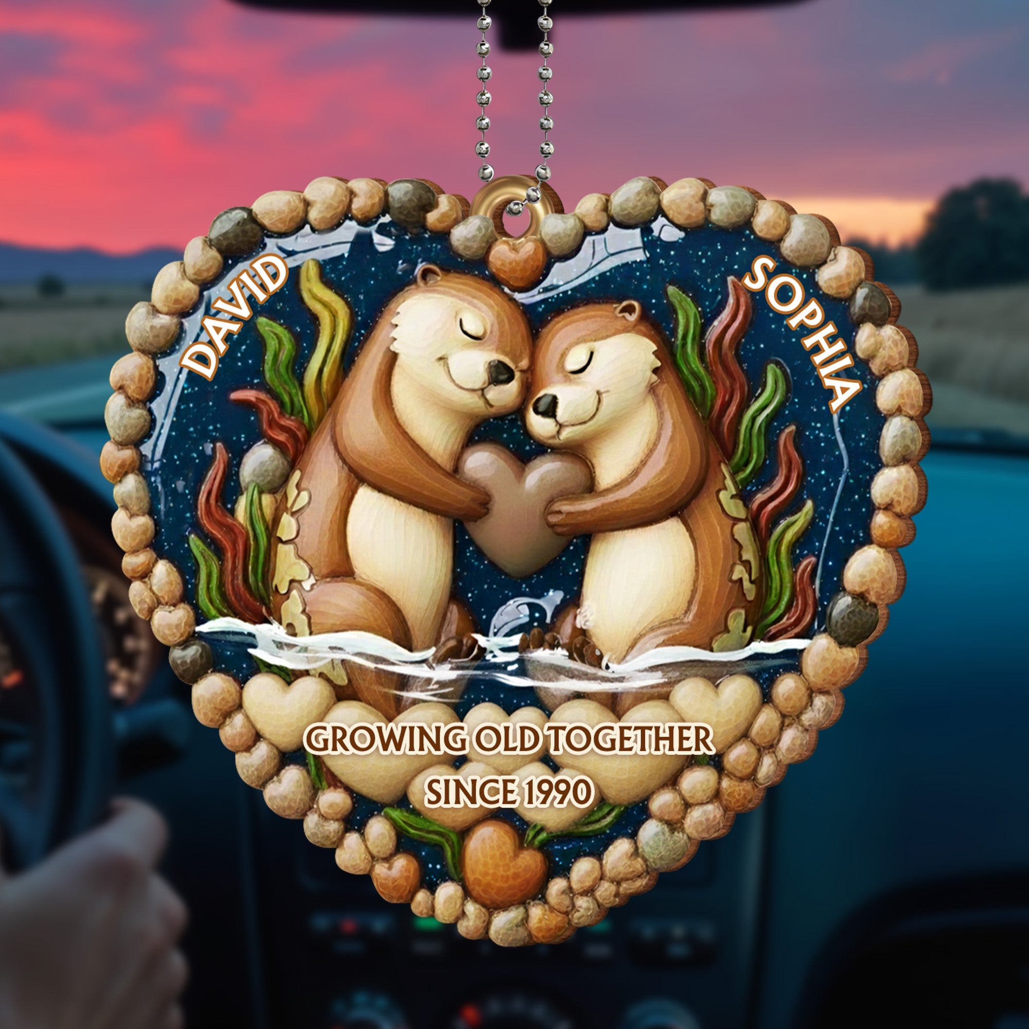 Growing Old Together - Personalized Custom Wood Ornament, Car Hanging Ornament