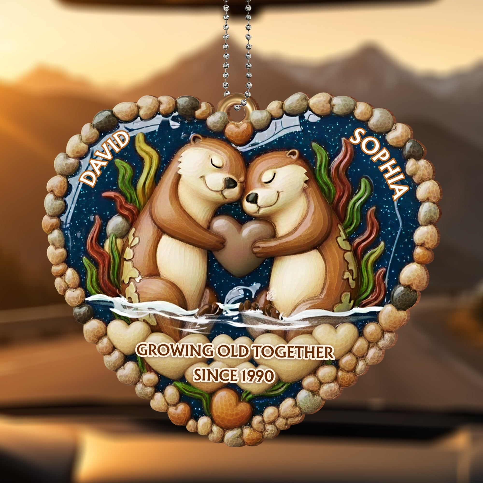 Growing Old Together - Personalized Custom Wood Ornament, Car Hanging Ornament