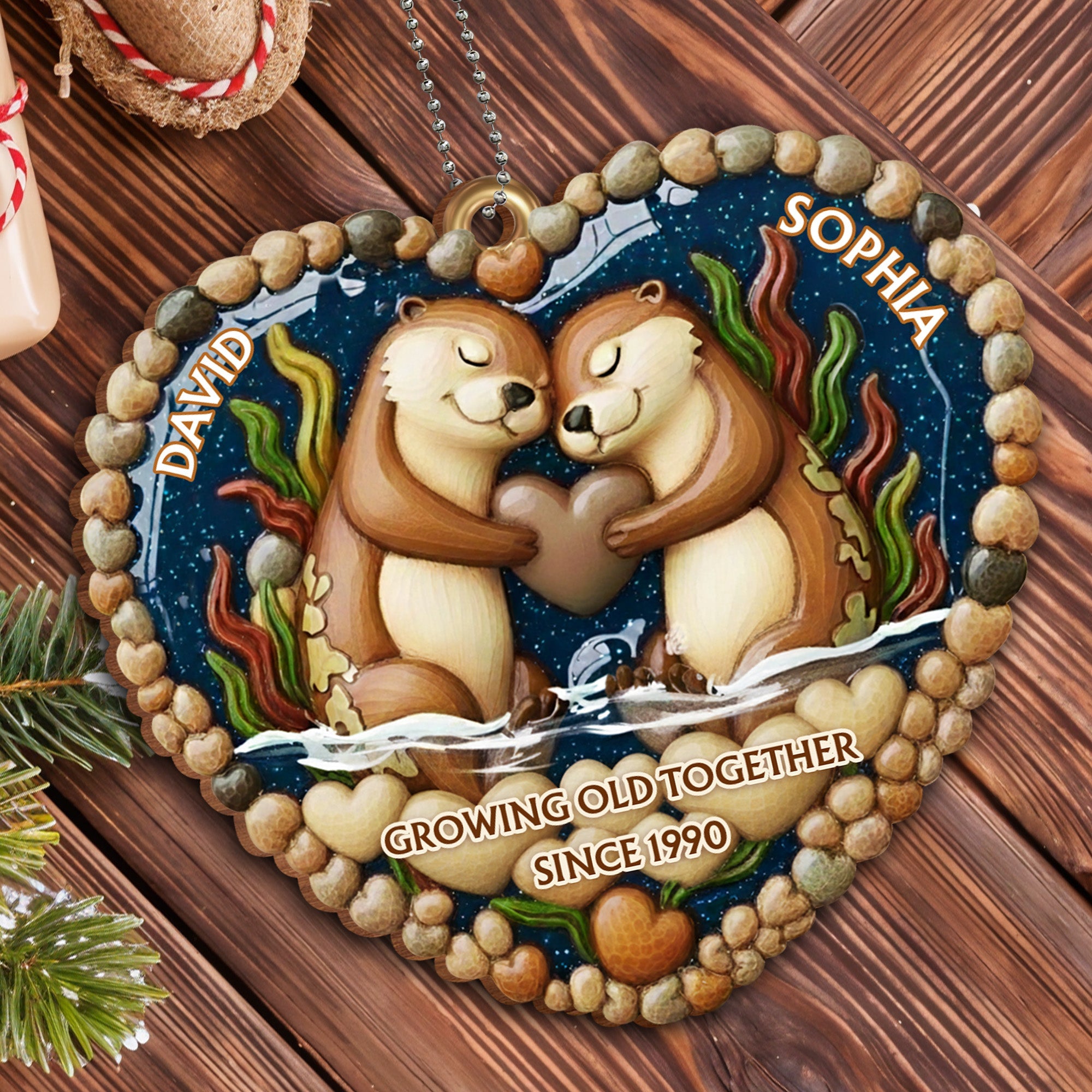 Growing Old Together - Personalized Custom Wood Ornament, Car Hanging Ornament