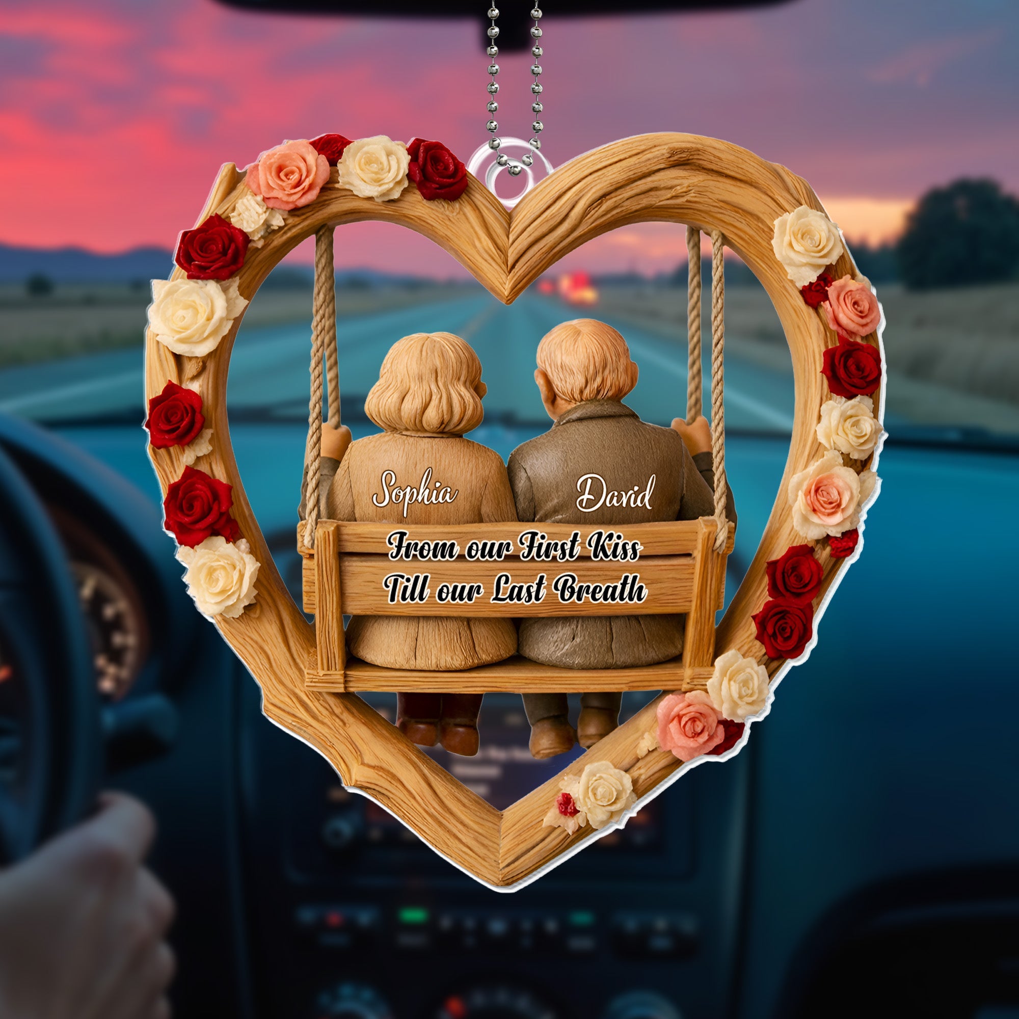 From the first kiss to the rest of our lives - Personalized Custom Acrylic Ornament, Car Hanging Ornament