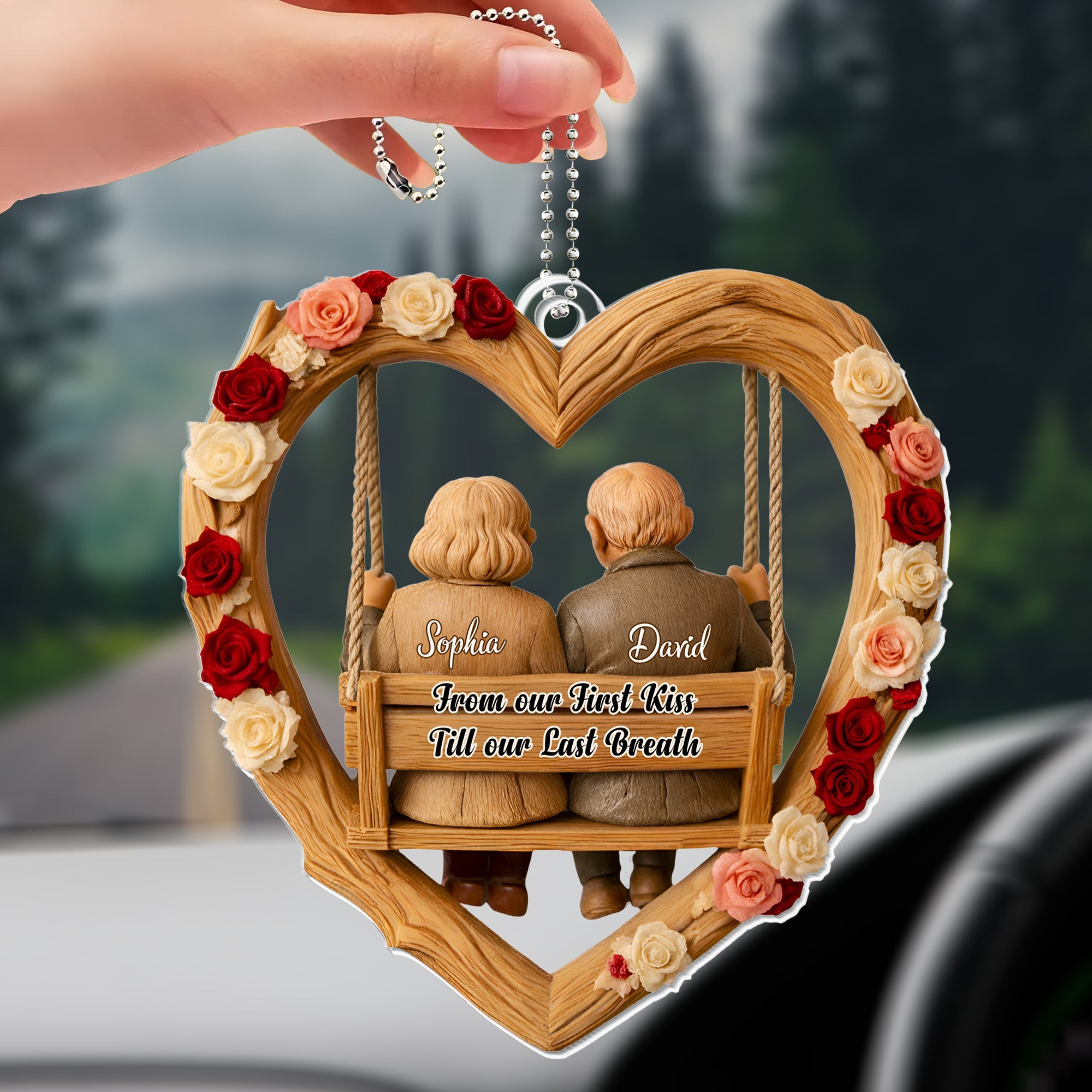 From the first kiss to the rest of our lives - Personalized Custom Acrylic Ornament, Car Hanging Ornament