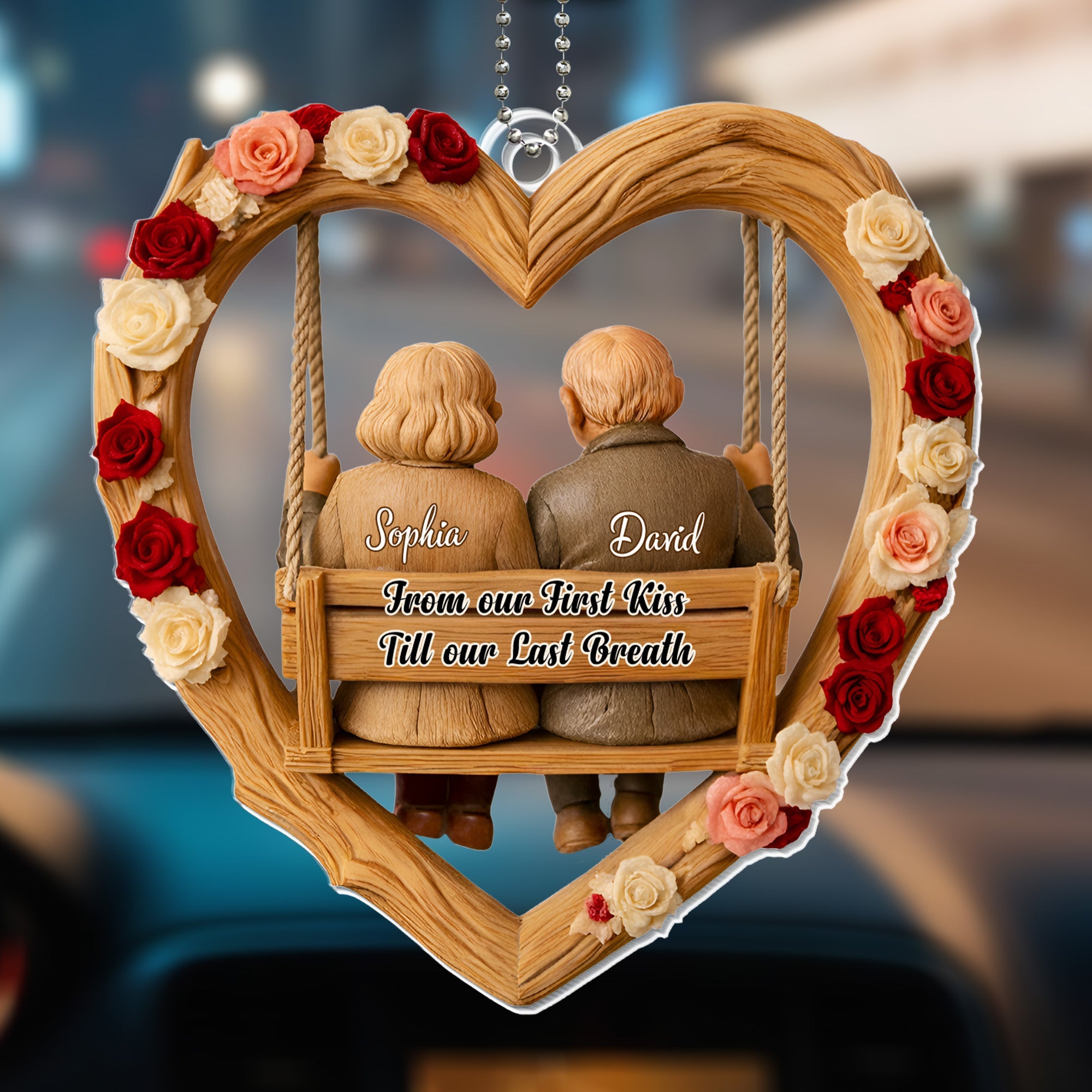 From the first kiss to the rest of our lives - Personalized Custom Acrylic Ornament, Car Hanging Ornament