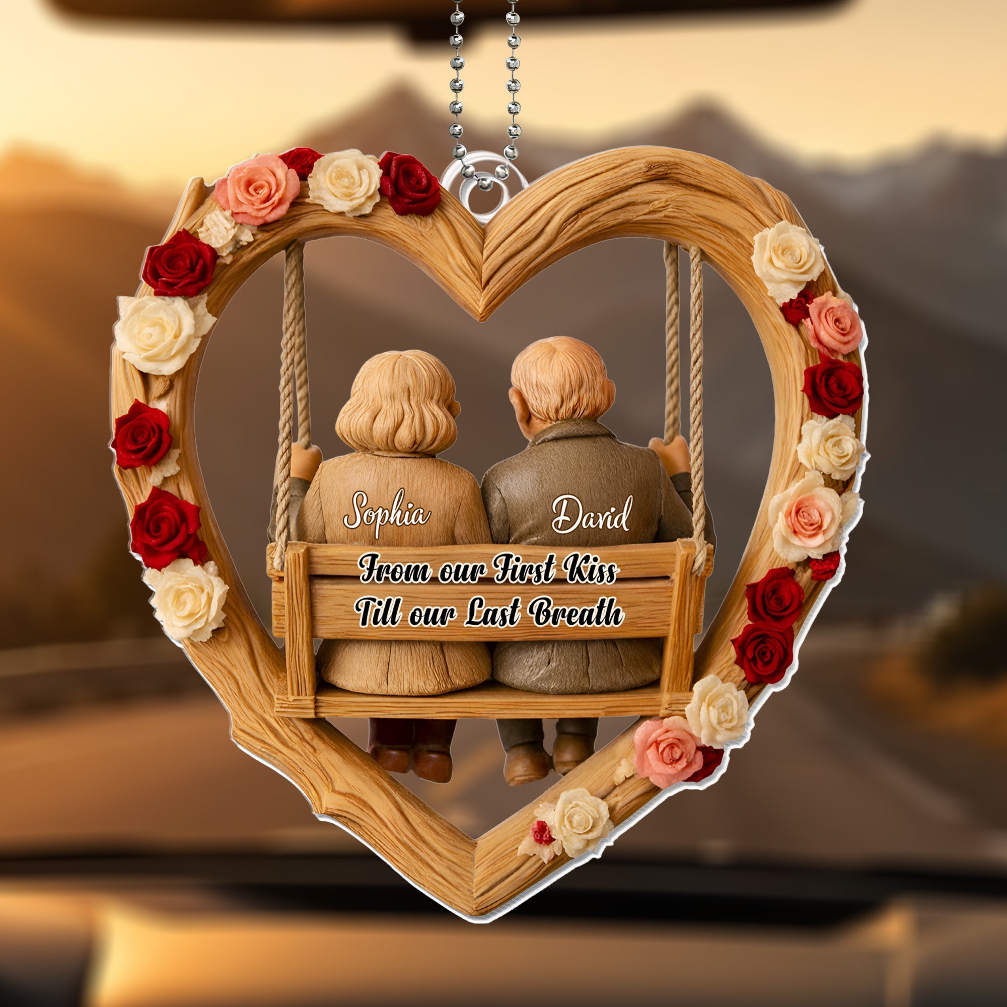 From the first kiss to the rest of our lives - Personalized Custom Acrylic Ornament, Car Hanging Ornament
