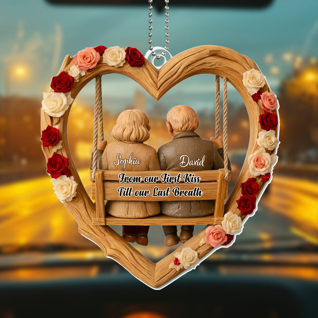 From the first kiss to the rest of our lives - Personalized Custom Acrylic Ornament, Car Hanging Ornament