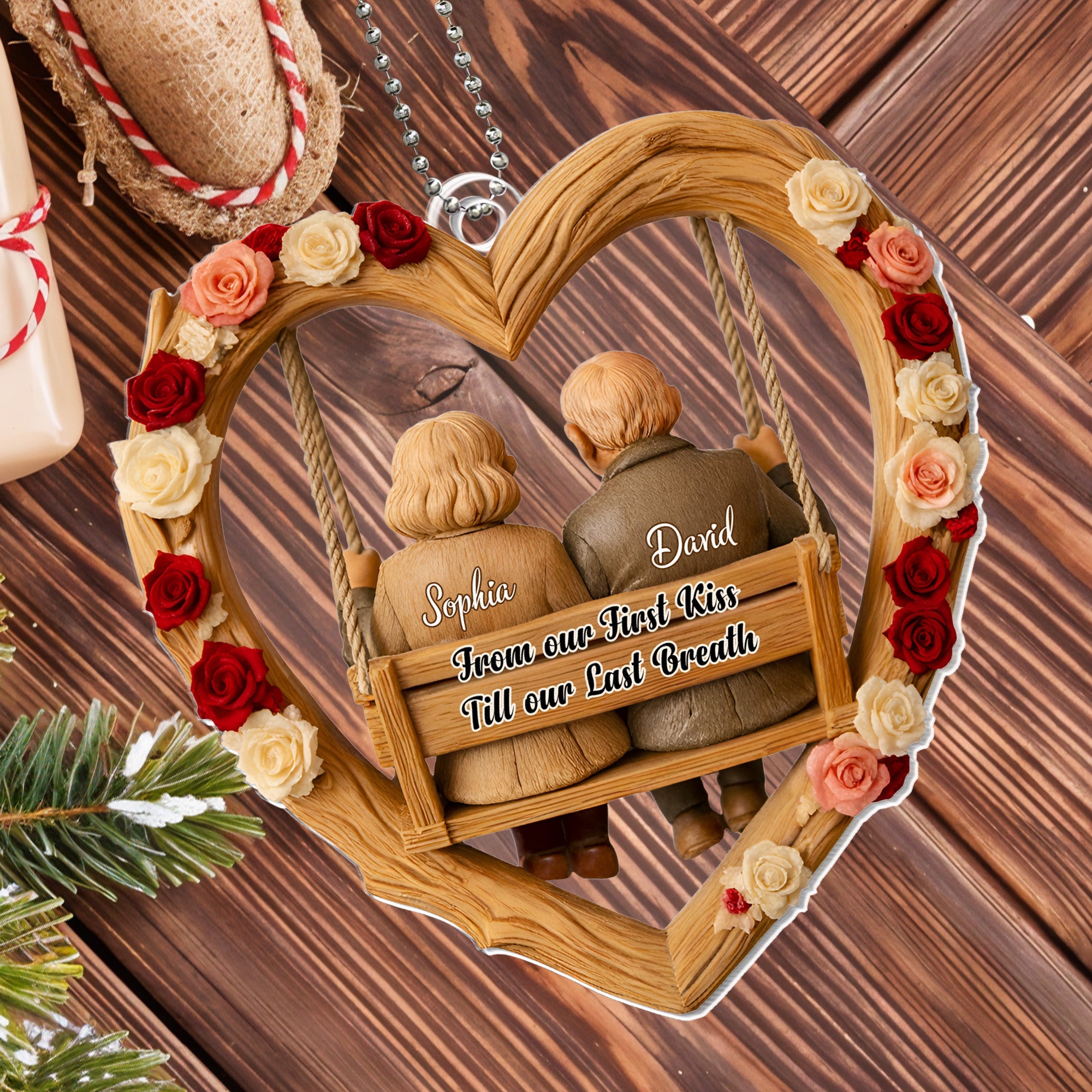 From the first kiss to the rest of our lives - Personalized Custom Acrylic Ornament, Car Hanging Ornament