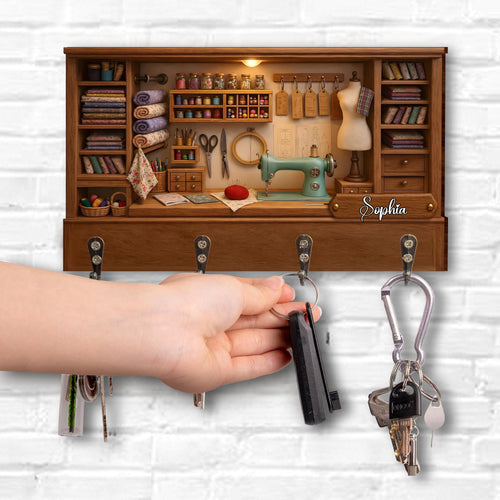 Customize Charming Sewing Station Design - Personalized Key Holder