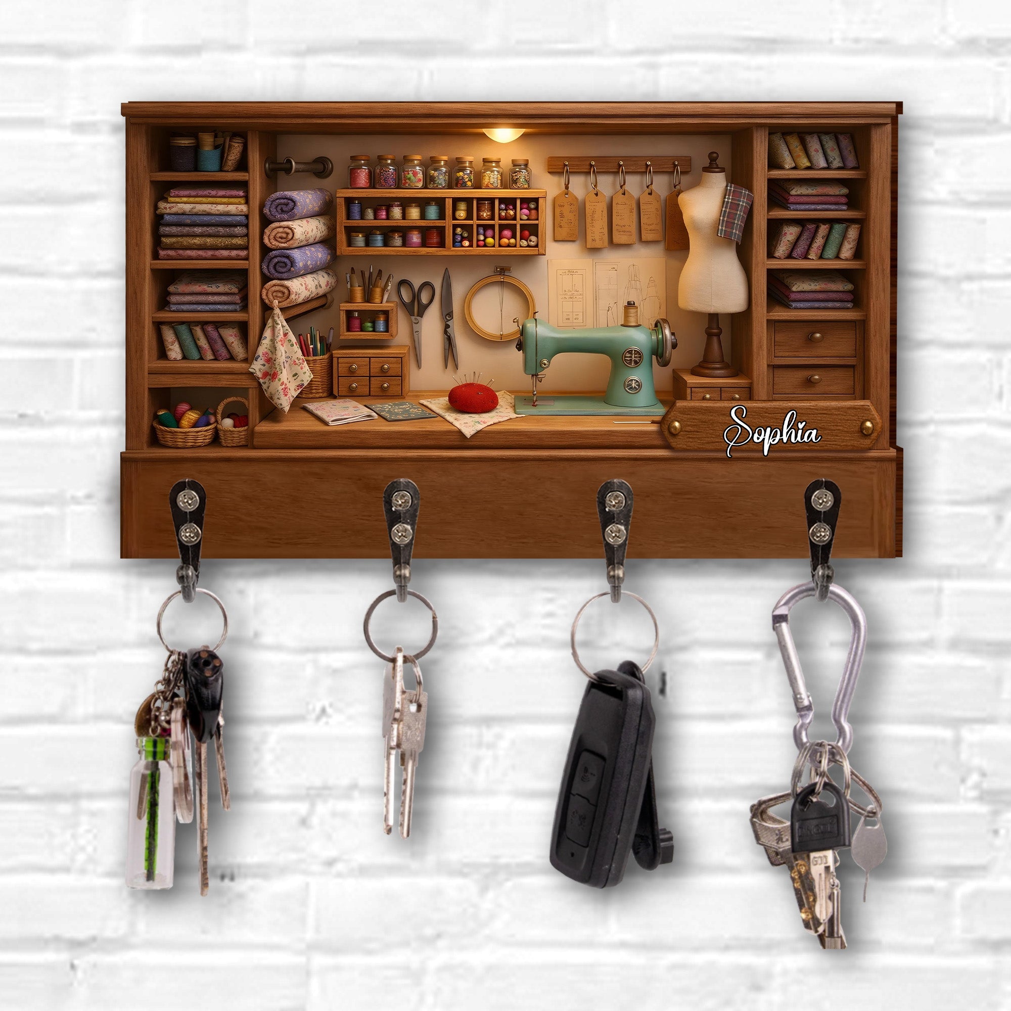 Customize Charming Sewing Station Design - Personalized Key Holder