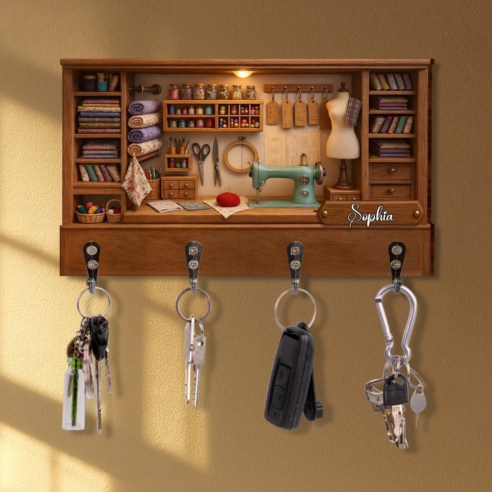 Customize Charming Sewing Station Design - Personalized Key Holder