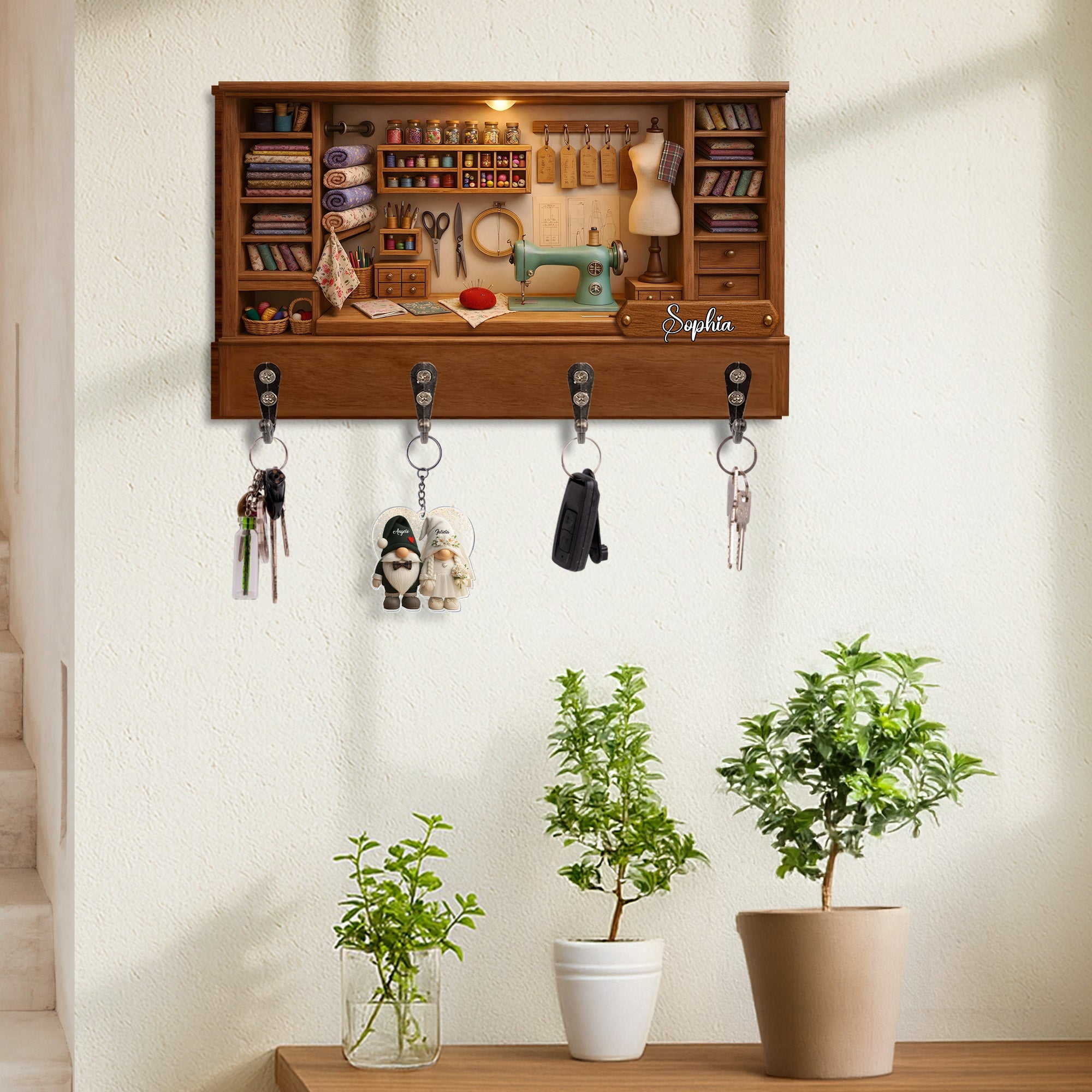 Customize Charming Sewing Station Design - Personalized Key Holder