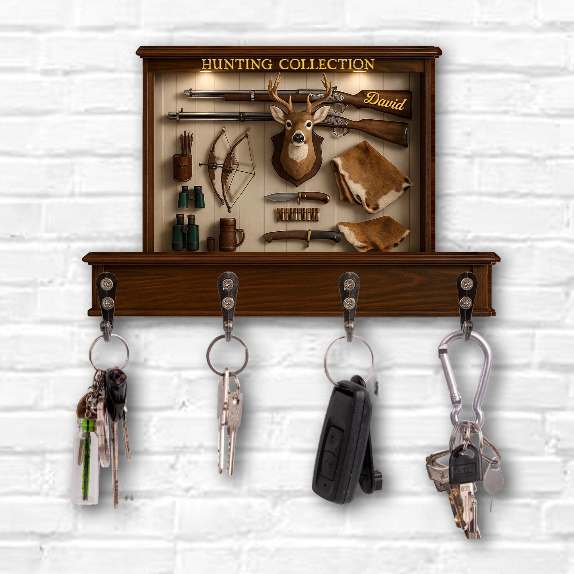 Exquisite Hunting Tools and Trophy Collection - Personalized Key Holder