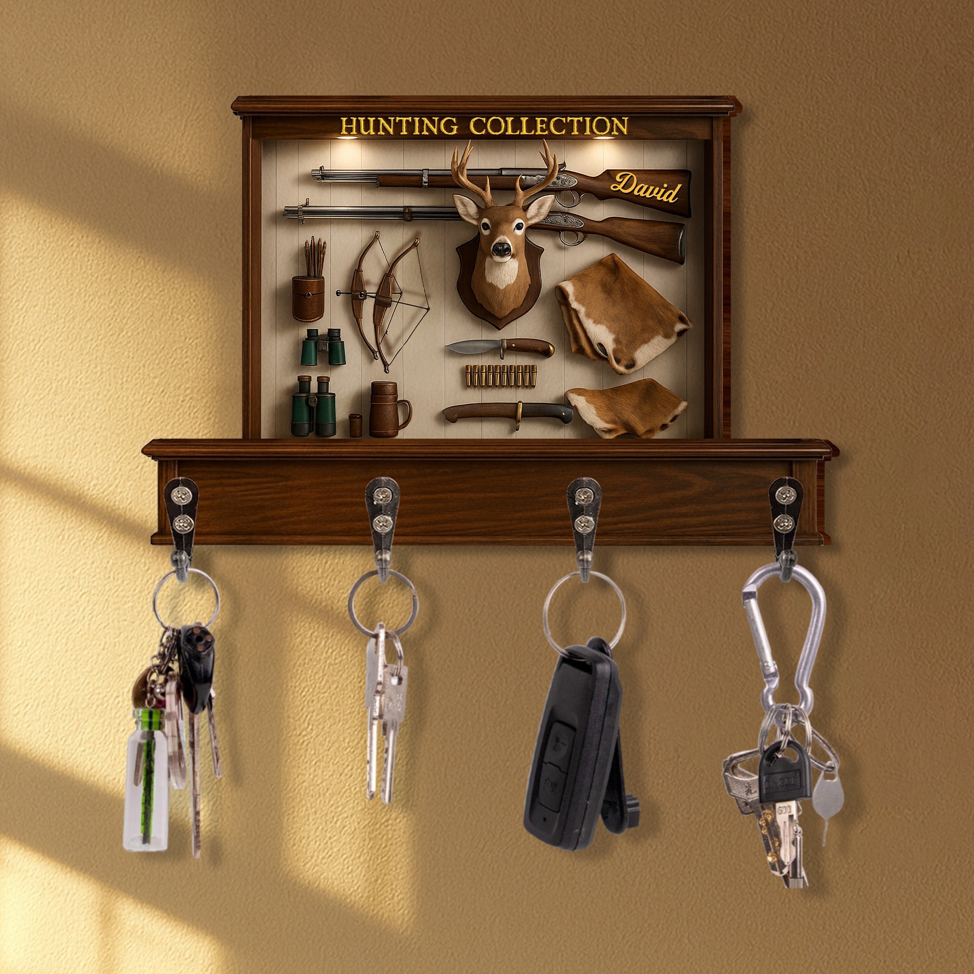 Exquisite Hunting Tools and Trophy Collection - Personalized Key Holder